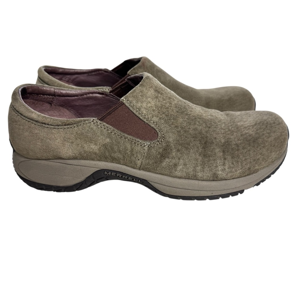 Merrell Encore Slip On Clog Shoes Brown Suede Womens Sz 10